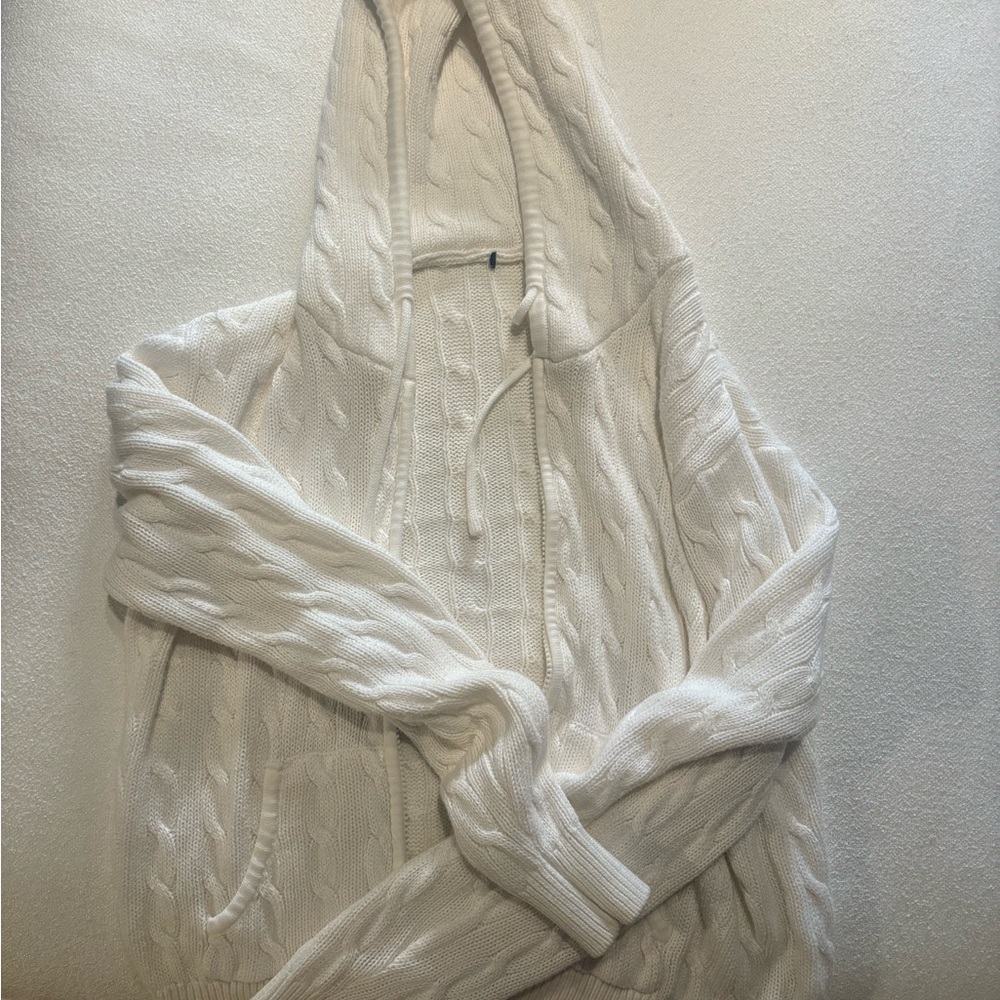 Brandy Melville white knit zip up